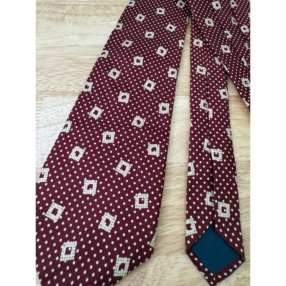Guy Laroche Paris Men's Silk Neck Tie Red Polka Dots & Square JL